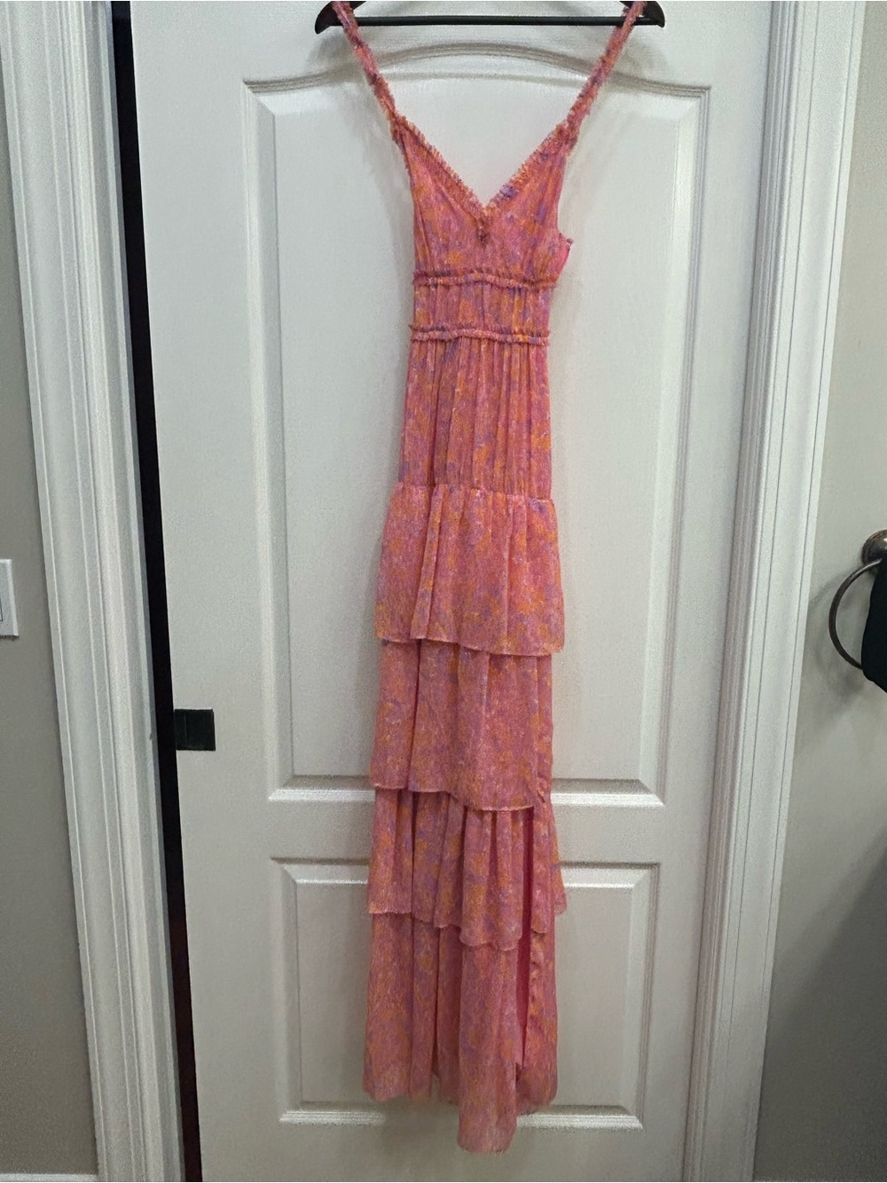 Likely Pink & Coral Tiered Maxi Dress
